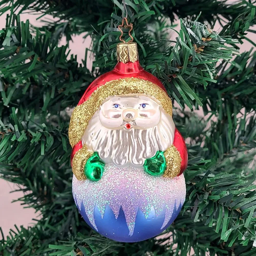 Vintage 1998 Inge Glas OWC North Pole Santa #4143 Retired Glass Ornament